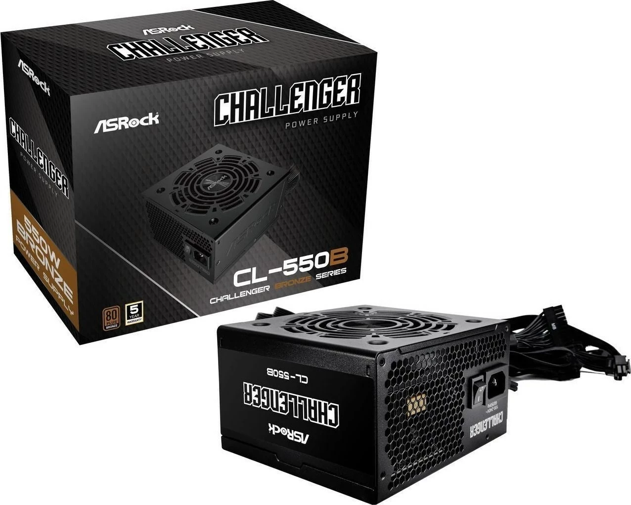 Napajalnik Challenger Bronze 550W, črn, Asrock