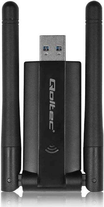 USB Wi‑Fi adapter DUAL z dvema antenama 2 x 2 dBi, Standard AC, USB 3.0, 1200 Mbps, Qoltec 56987