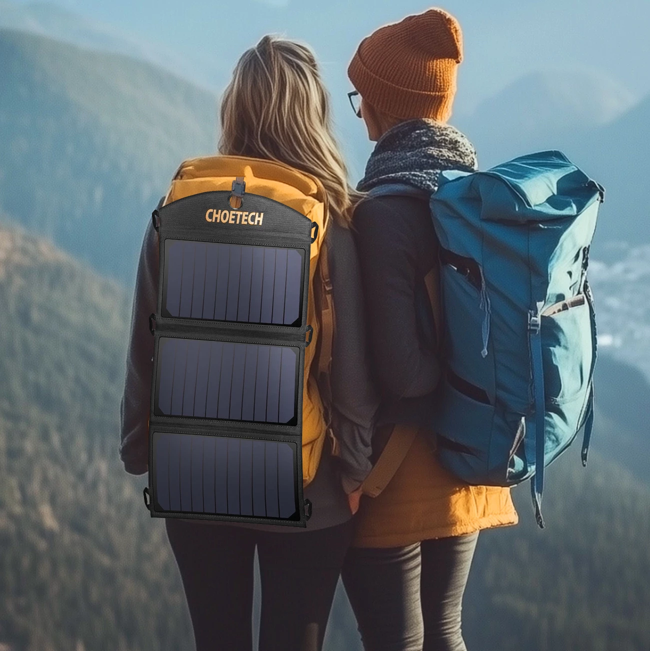 Zložljiv sončni polnilec Choetech SC001, 19W, 2x USB-A, črn