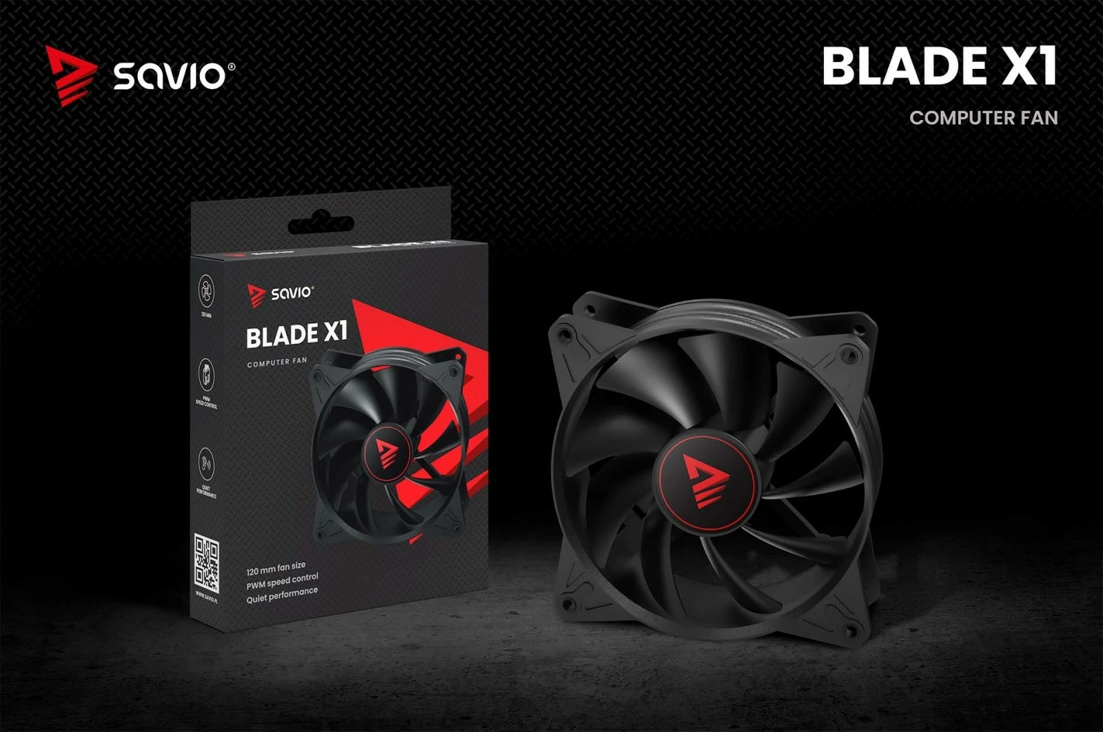 Ventilator za ohišje Savio BLADE X1, 120 mm, 4-pin PWM, črn