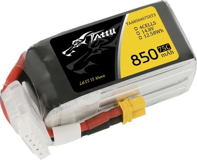 LiPo baterija 850mAh 14,8V 75C 4S1P, XT-30, Tattu