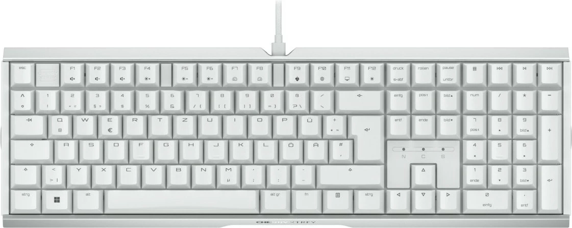 Mehanska igralna tipkovnica XTRFY CHERRY MX 3.1, žična, USB, QWERTZ, RGB LED, bela