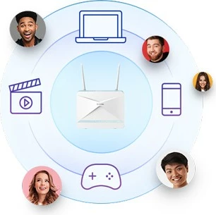 Usmerjevalnik z Wi‑Fi 6 D-Link EAGLE PRO AI AX1500 G415, 4G, 3× Gigabit LAN, bel/moder