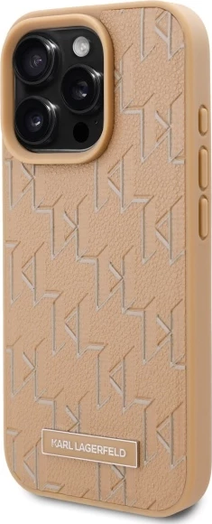 Ovitek za iPhone 16 Pro, usnjen, MagSafe, bež Karl Lagerfeld