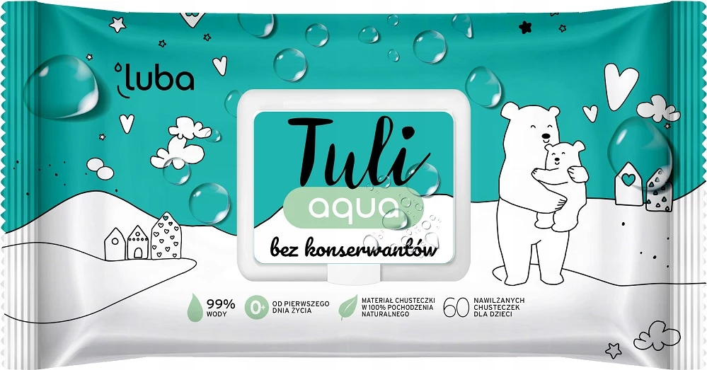 Vlažilni robčki za otroke Luba Tuli Aqua Moist, 60 kosov