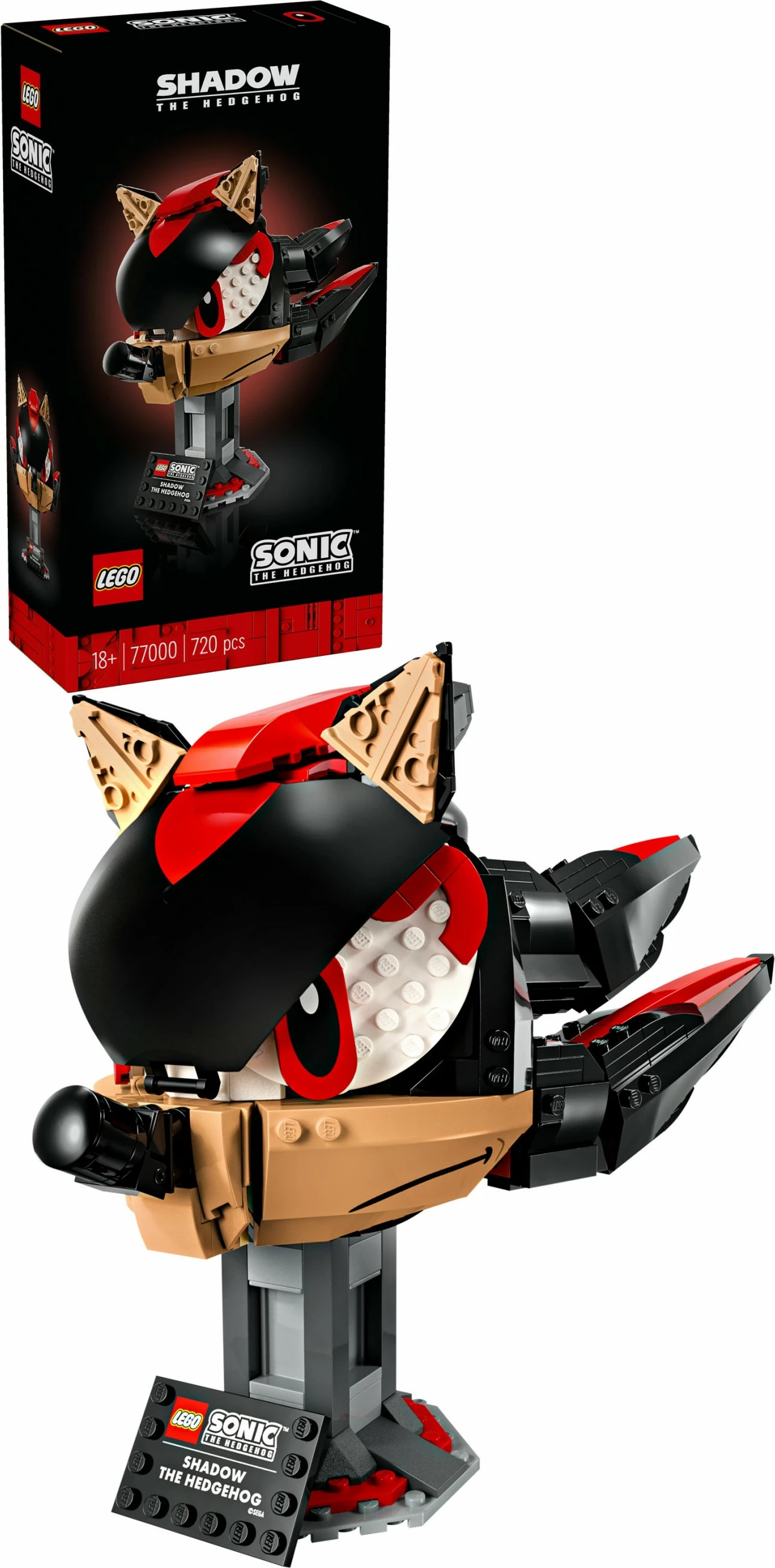 Set za gradnjo glave Shadow the Hedgehog, LEGO 77000, 720 kosov, večbarven