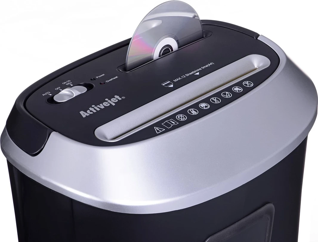 Grizalnik dokumentov Activejet ASH-1201D, črn, srebrn