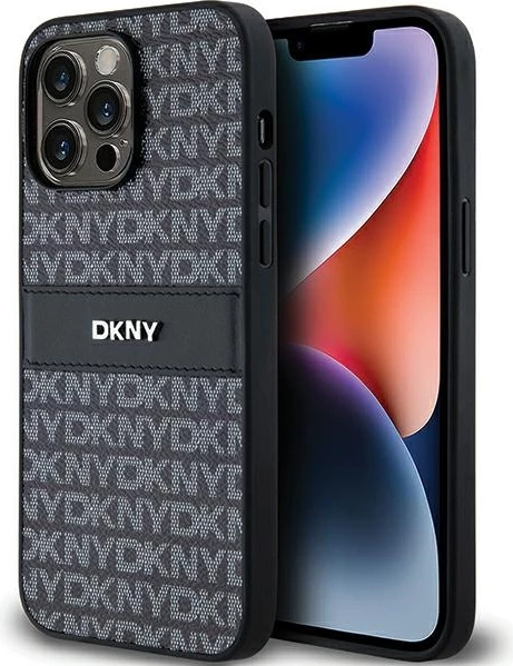 Ovitek za telefon Mono Stripe & Metal Logo DKNY za iPhone 14 Pro, črn