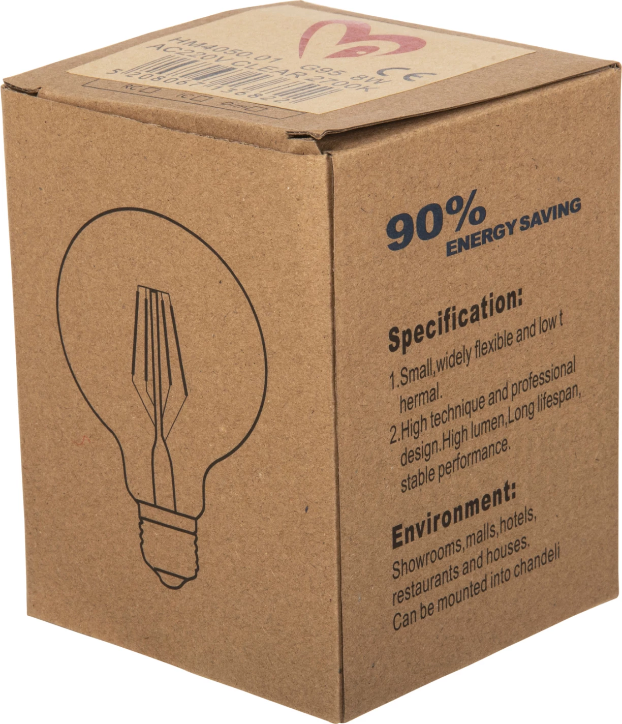 LED žarnica GLOBO FILAMENT 8W E27 3000K prozorna zatemnljiva