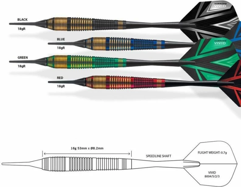 Šipke za dart Harrows Vivid, za moške in ženske