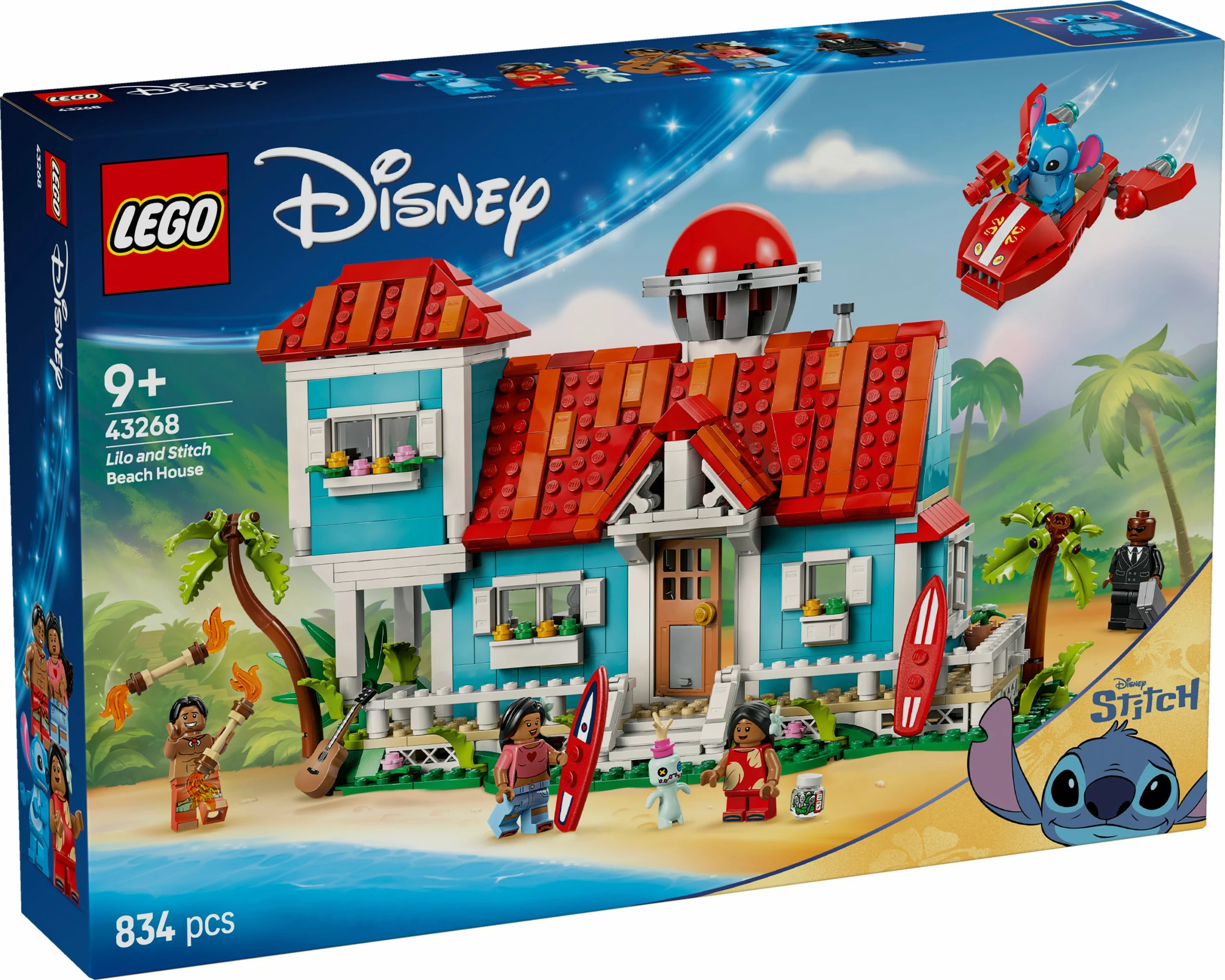 Plažna hiša Lilo in Stitch, komplet gradnje LEGO, 834 kosov, plastika, večbarvno