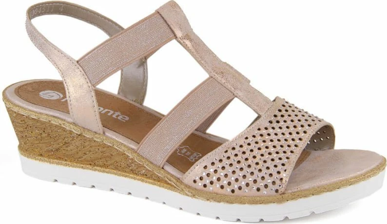 Sandale z visokim podplatom Remonte W RKR667, rožnato zlata