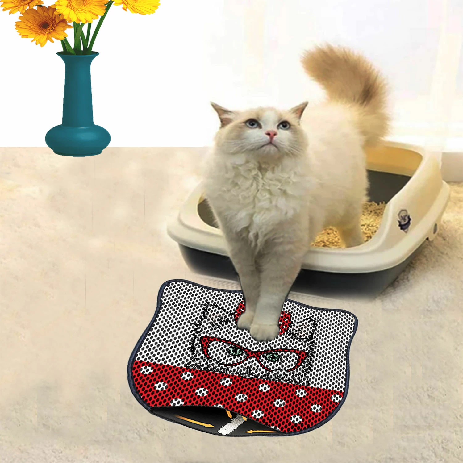 Podloga za mačji pesek, večbarvna, Paws & Whiskers Kdkafa0099