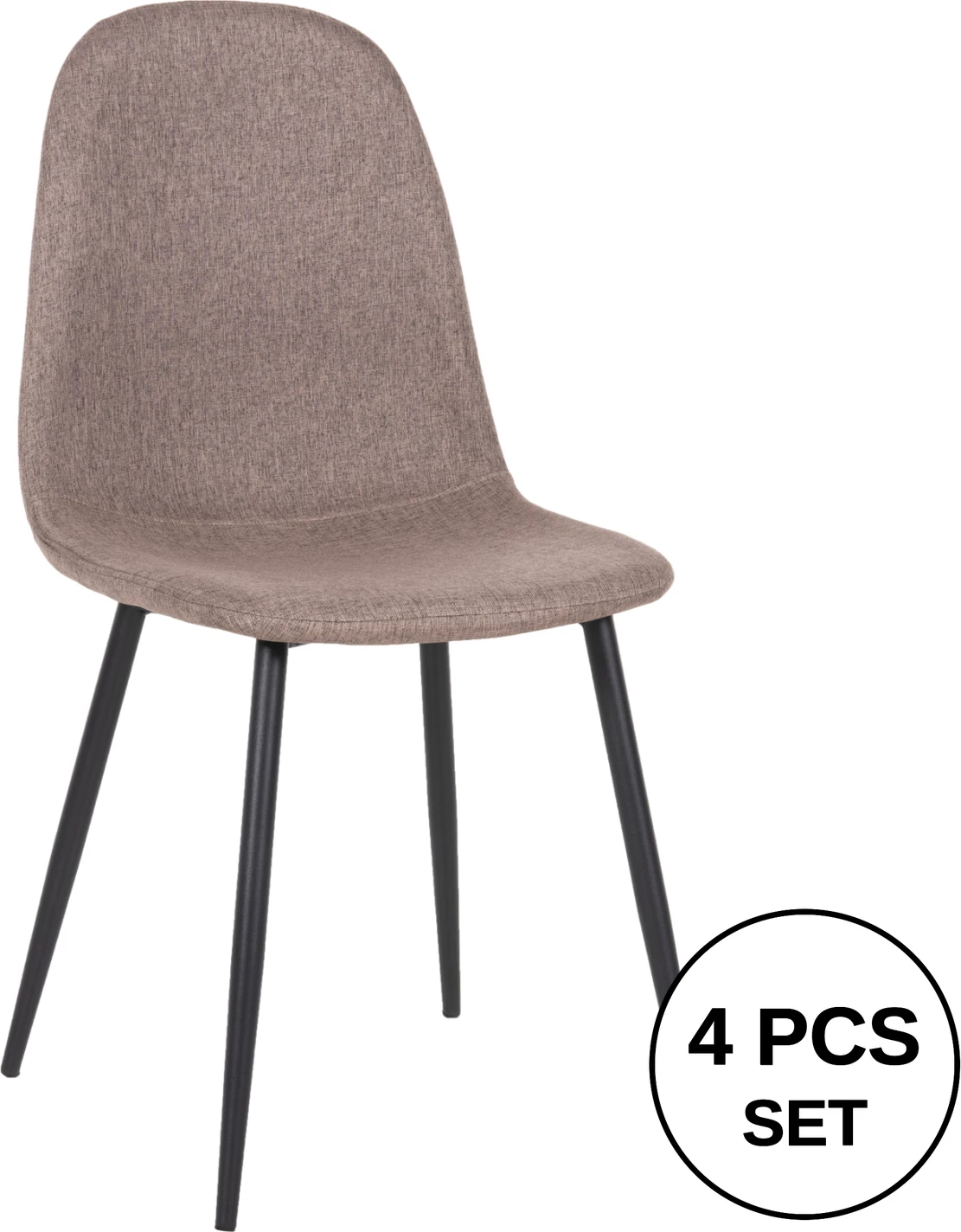 Jedilni stol LEONARDO FH00100.28 temno bež tkanina & črne kovinske noge 42x49,5x89Hcm, set 4 kosov