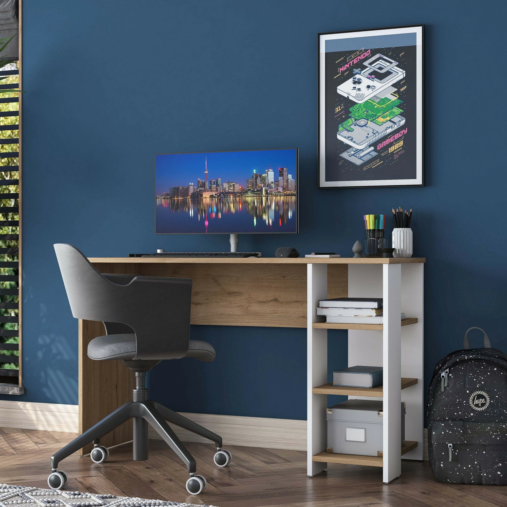 Tavolina za študij, Skye Decor HA108 - 3425, oreh/bela