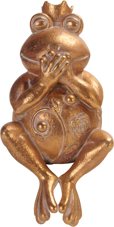 Dekorativna figura žabe GRENOUILLE, zlata, 11x10x23 cm