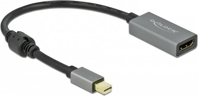 Aktivni adapter mini DisplayPort na HDMI, DeLOCK, 4K 60Hz, 0,2 m, črno/siv