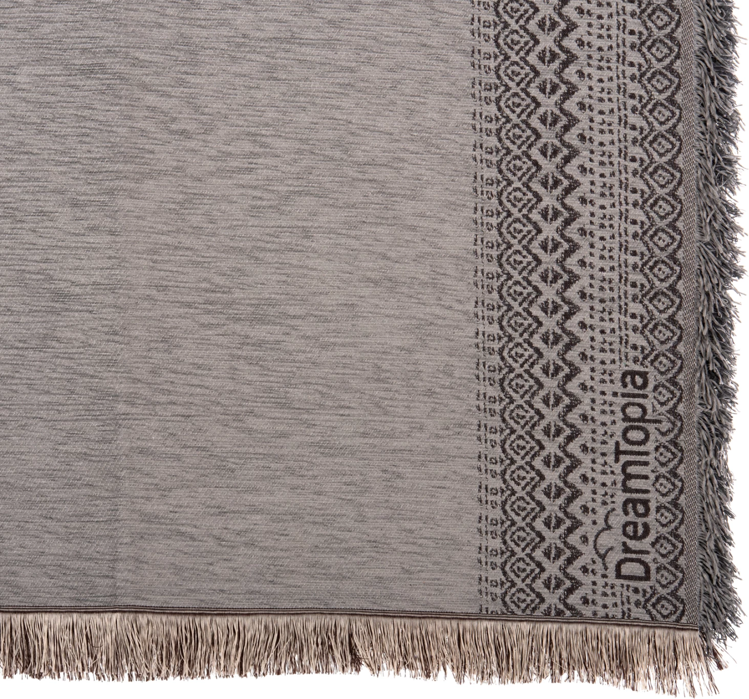 Prevleka za kavč z resicami DREAMTOPIA FH12164.05 v sivi barvi 178x178 cm