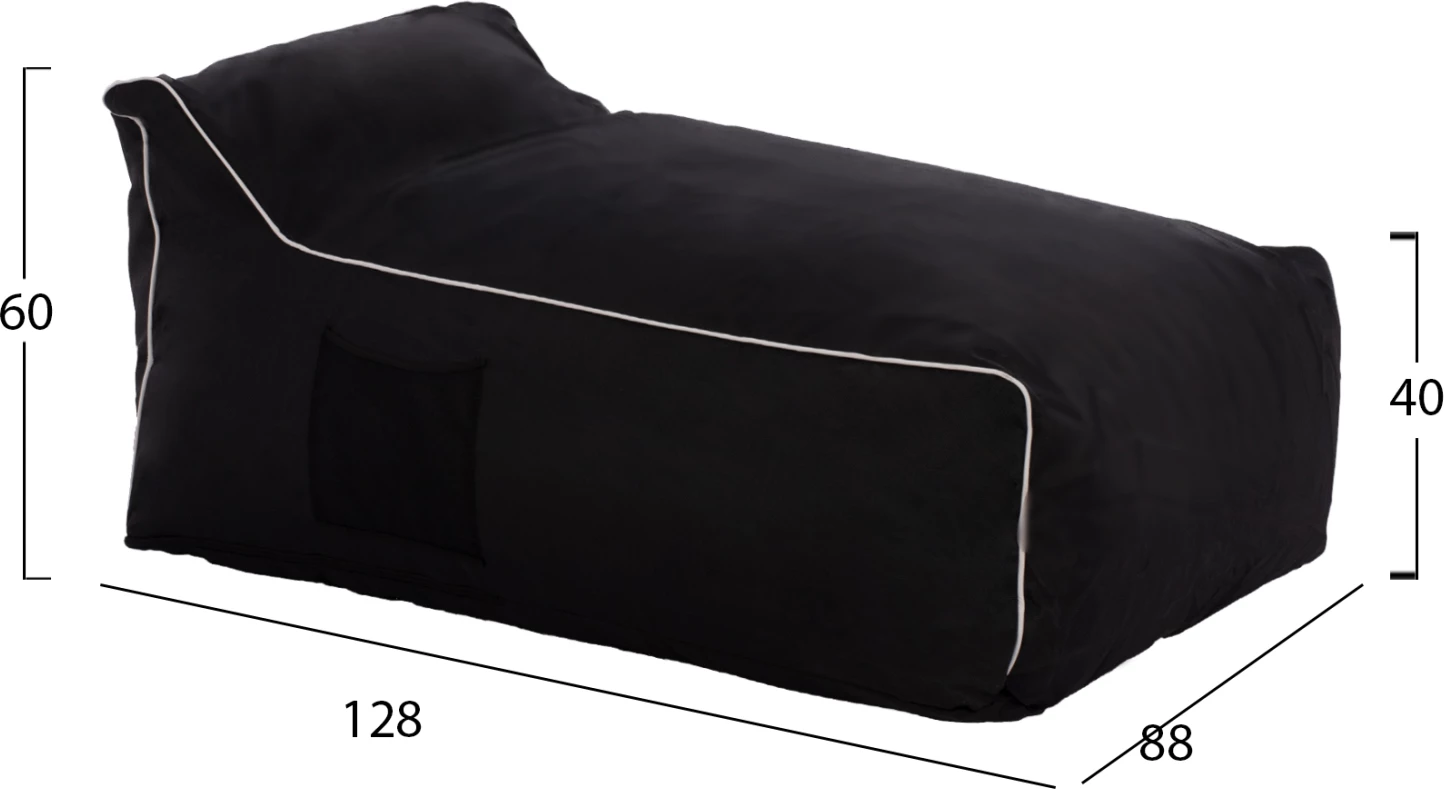 Sedežna vreča (pouf) 'ZAFER' FH5772.12 iz tkanine Textilene črne barve