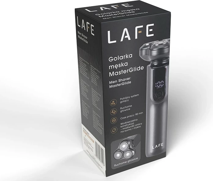 Makinica za britje MasterGlide, 3 glave, LCD zaslon, 90 min, Lafe, črna
