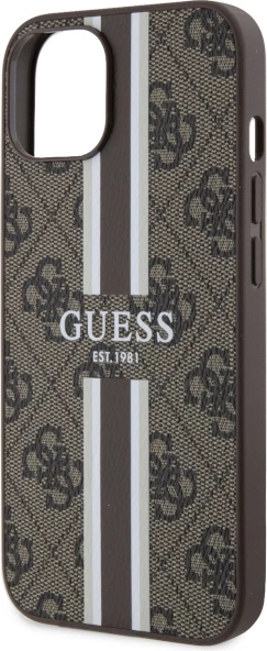 Ovitek za telefon Guess GUHMP14MP4RPSW za iPhone 14 Plus 6,7", 4G potiskane proge MagSafe, rjav