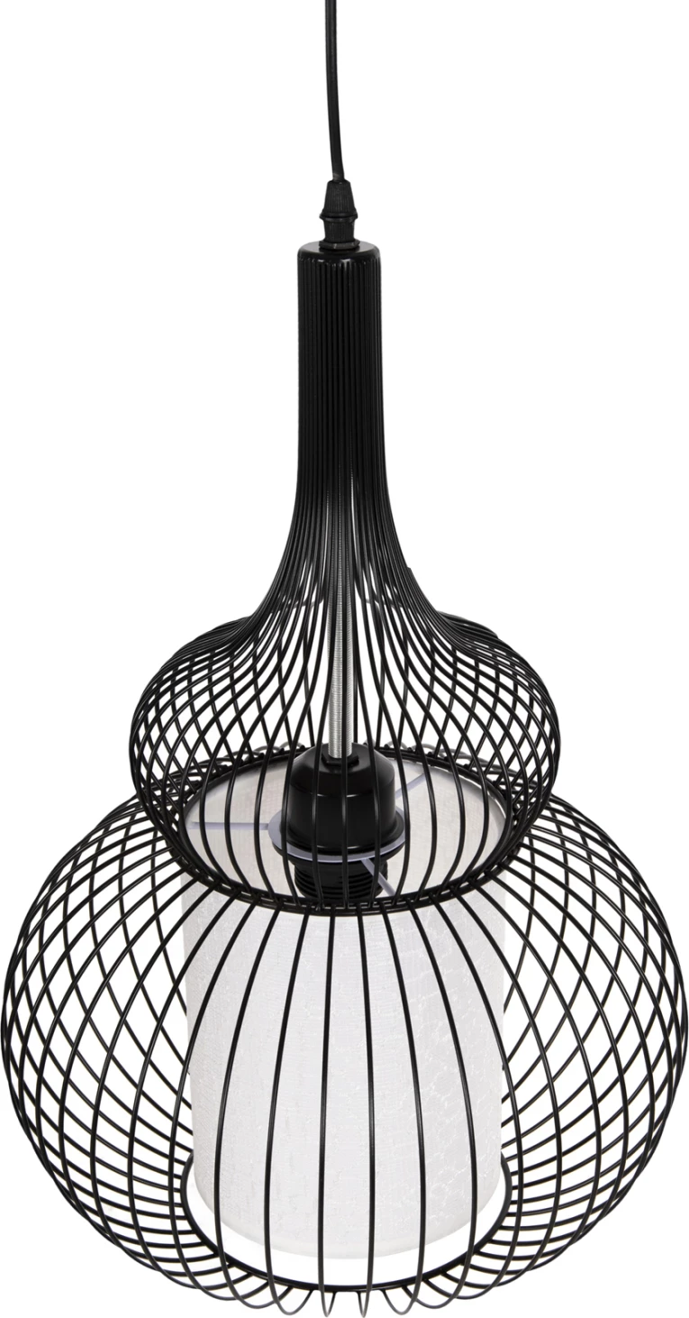 Stropna viseča svetilka FH4185 črna kovina-bela tkanina Φ30x115H cm