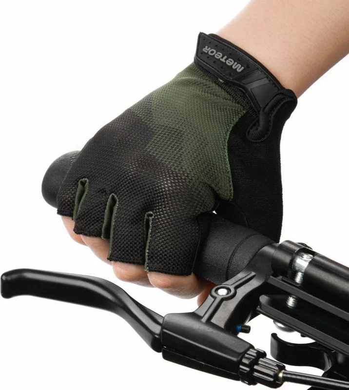 Rokavice za kolo Meteor unisex, črne in zelene