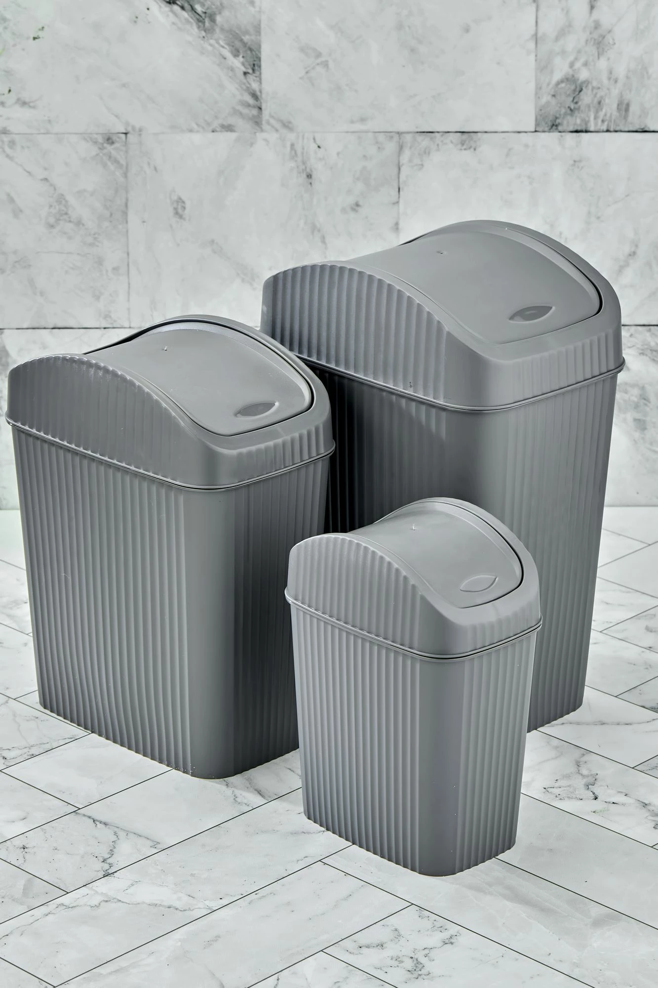 Set košev (3 kosi), siva, Hermia