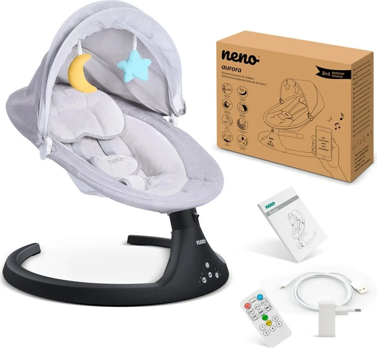 Elektronska zibka Neno Aurora za otroke, siva