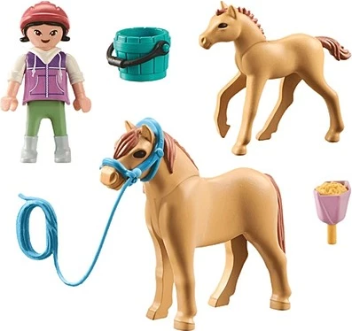 Set igrač otrok s ponijem in žrebcem, Playmobil Horses of Waterfall 71498, 10 delov