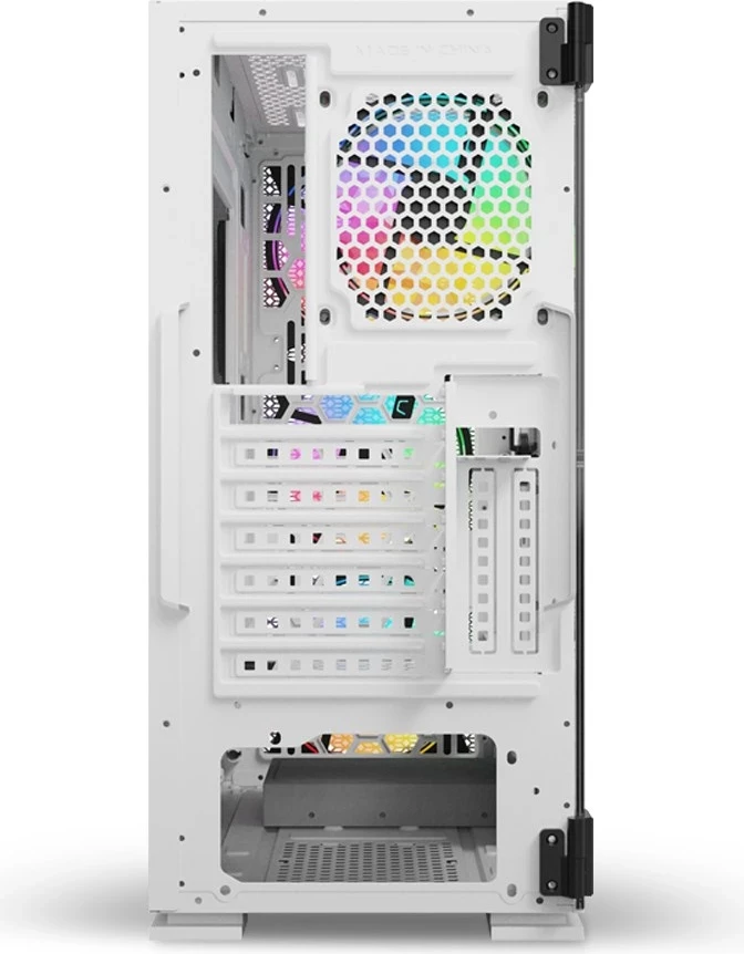 Ohišje za računalnik SAVIO Raptor White X1 ARGB Glass/Mesh, belo