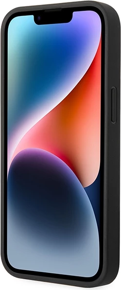 Usnjen prešit ovitek za telefon za iPhone 14 (6,1"), črn - BMW