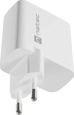 Polnilec GaN 45W z USB-A in USB-C, Natec Ribera, bel