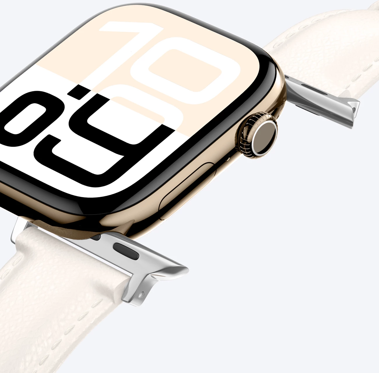 Usnjen pašček za Apple Watch AmazingThing Class Band, 45/46/49 mm, svetlo bež