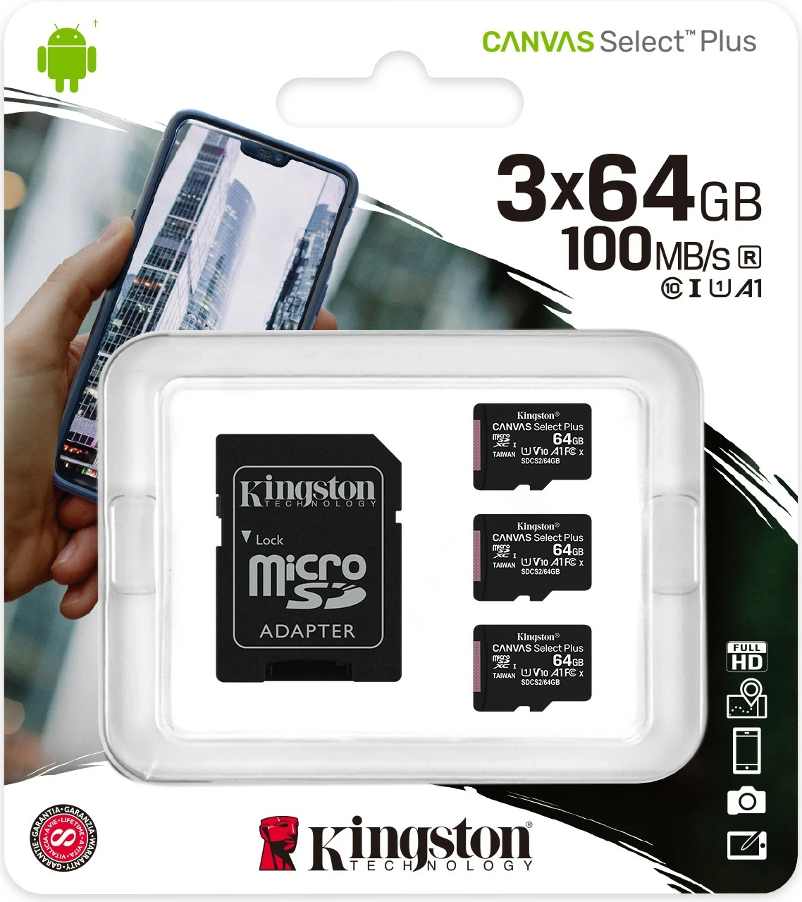 microSDXC kartica Kingston Canvas Select Plus 64 GB, 100 MB/s, črna