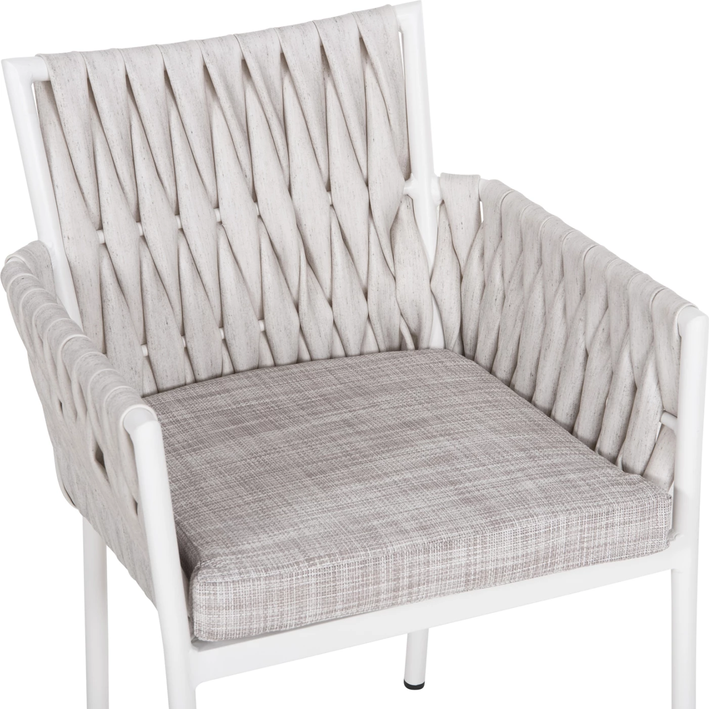 Aluminijasti naslanjač MARTIN FH5564.11 bel okvir in sintetični ratan v barvi slonovine 56x56x80Hcm