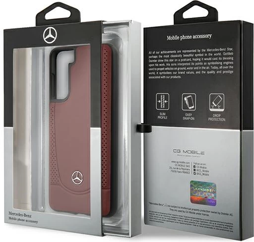 Zaščitni ovitek iz usnja, Mercedes Urban Line za Samsung Galaxy S21+, rdeč