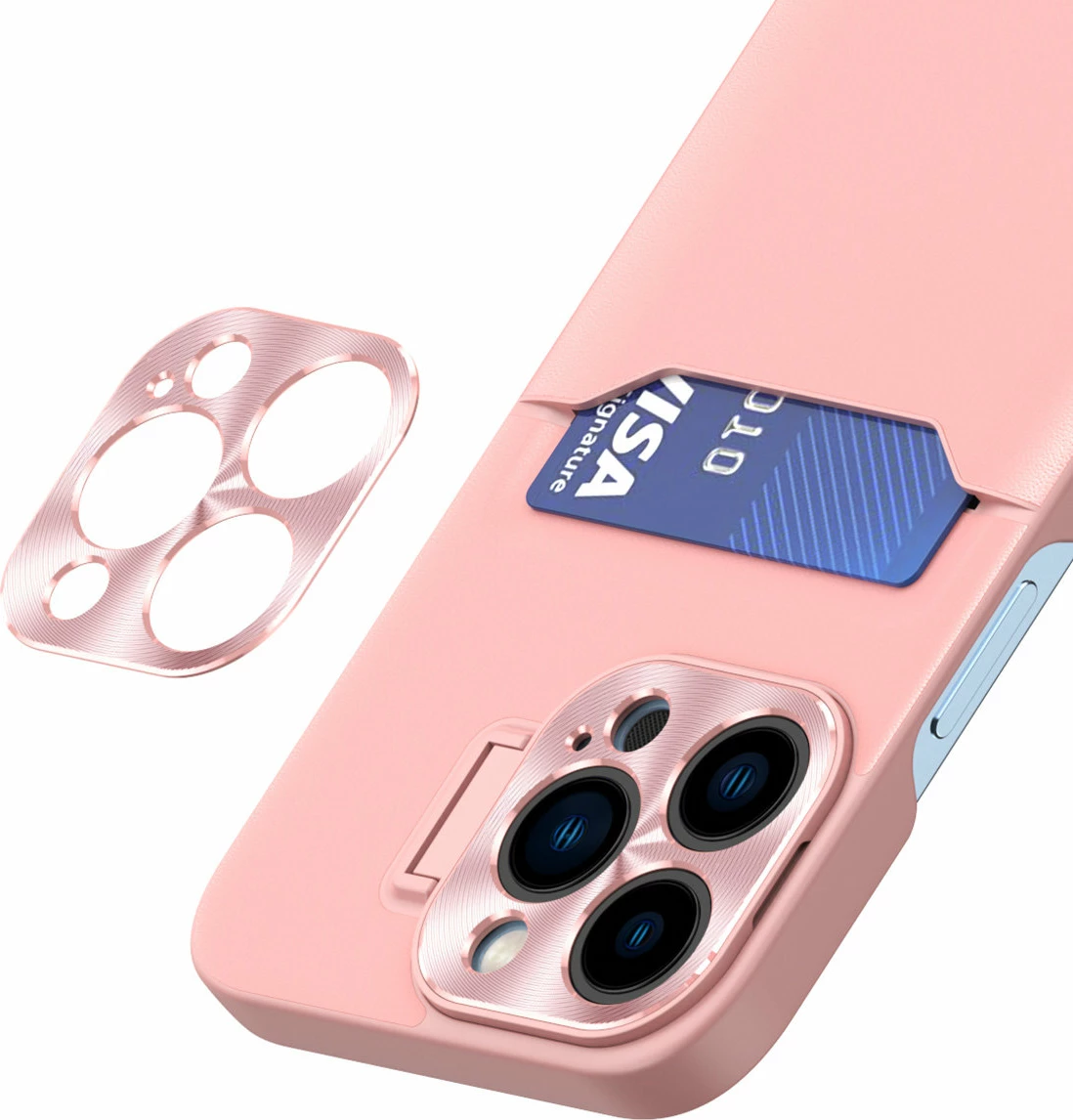 Ovitek z držalom in žepom za kartice Hurtel Leather Stand za Samsung Galaxy S23+, rožnat