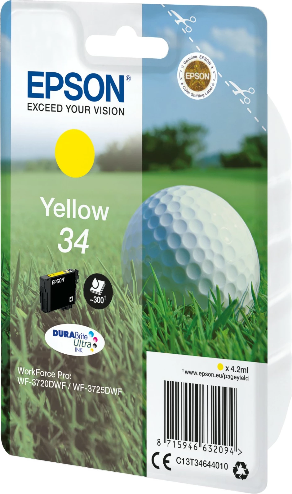 Kartuşa (kartica) za tiskanje, rumena, Epson DURABrite Ultra Ink, 4,2 ml, Singlepack 34