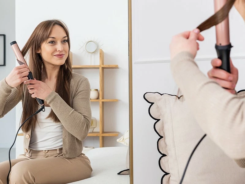 Kodrator za lase Sleek & Shine Curler 32 mm Lafe, črno/meden