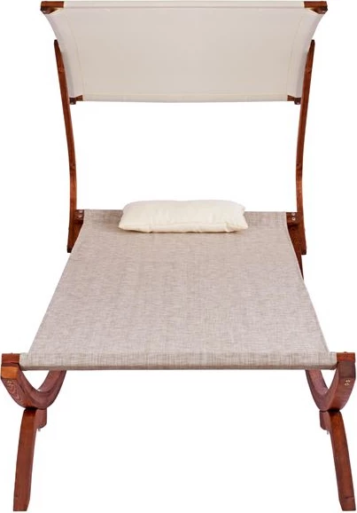 Leseni ležalnik oreh-bež s senčnikom Colby FH5671.02 105x221x162cm