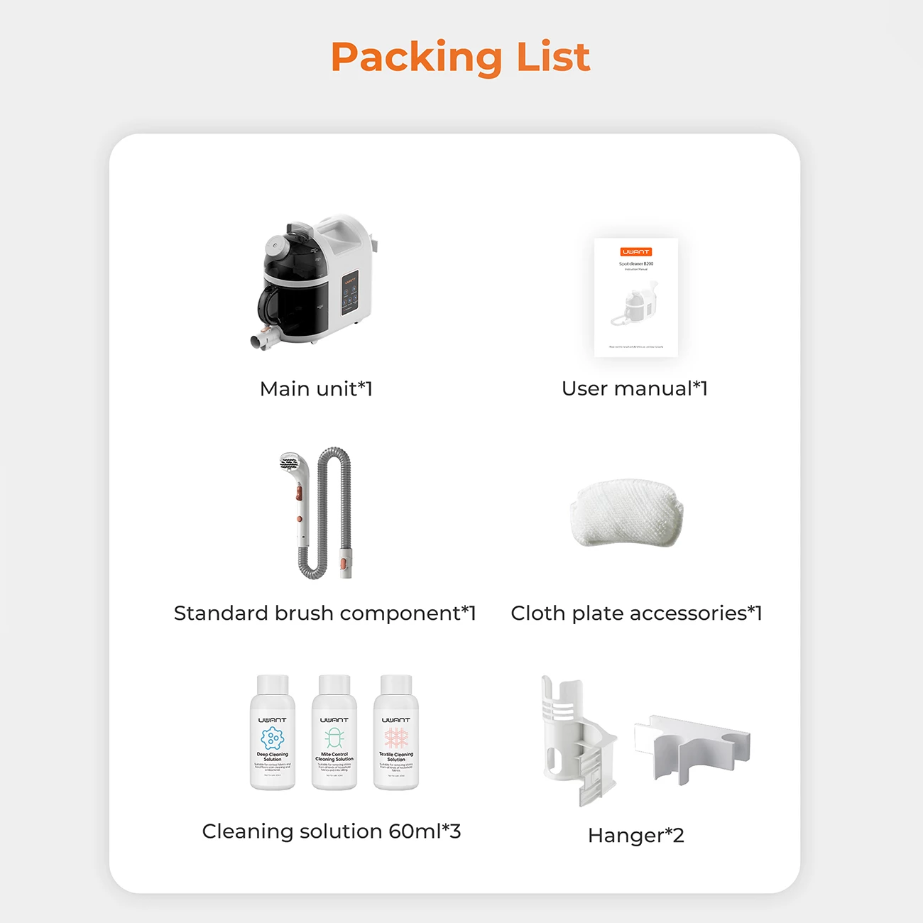 Parni in vodni sesalnik, 12000Pa, 1900W, bel, komplet dodatkov UWANT B200