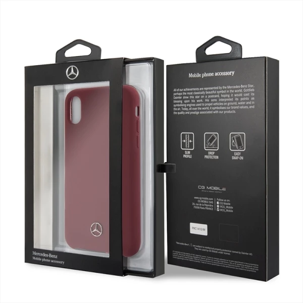 Zaščitni ovitek Mercedes Silicone Line za iPhone X/XS, rdeč