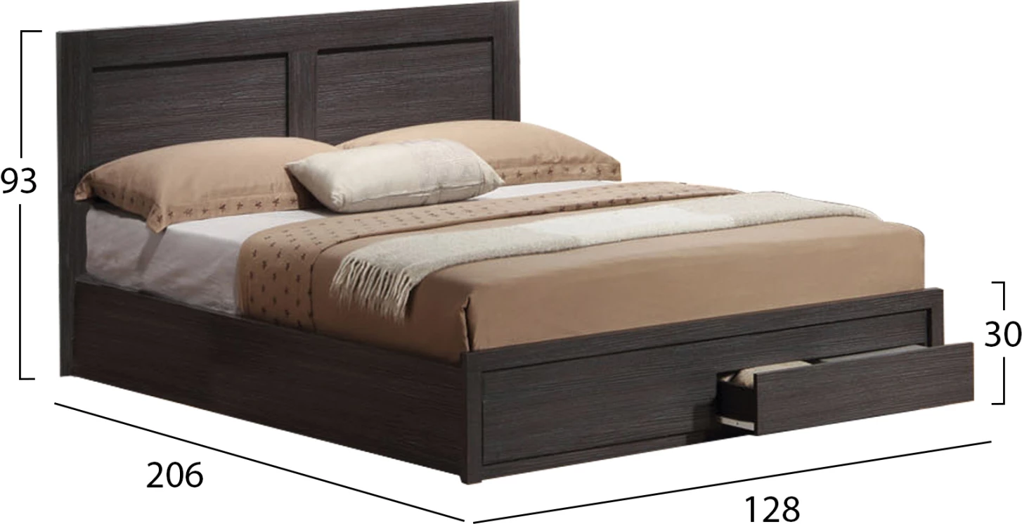 Postelja CAPRI FH665.01 melamin v zebrano z 2 predali za vzmetnico 120x200 cm