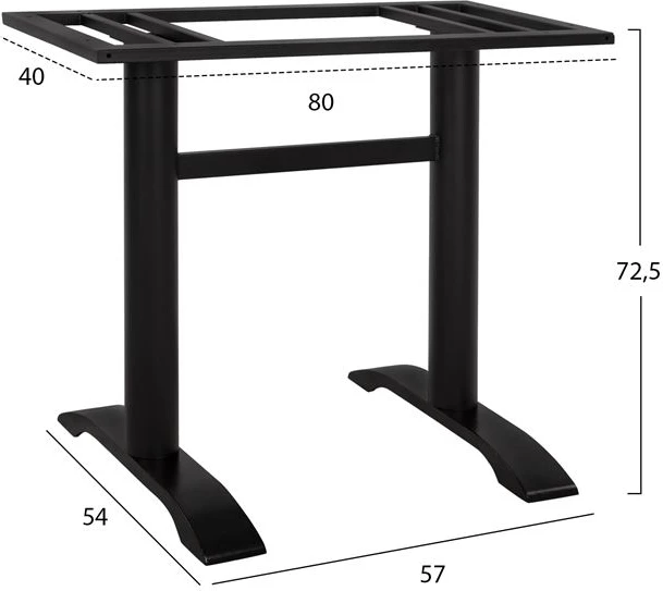 Kovinsko podnožje črne mat barve 57x54x72.5 s podporo za namizje FH458