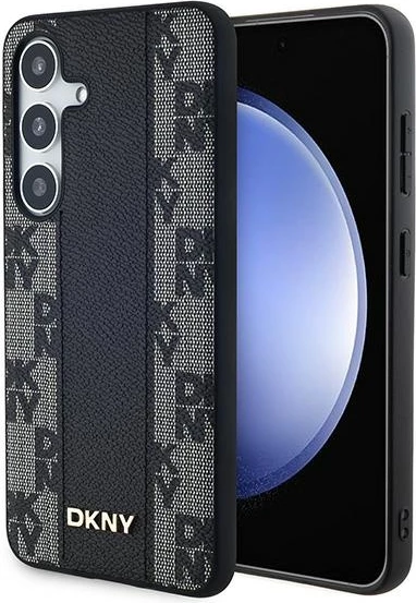 Ovitek z vzorcem karo in MagSafe, DKNY Leather Checkered Mono, za Samsung Galaxy S24+, črn