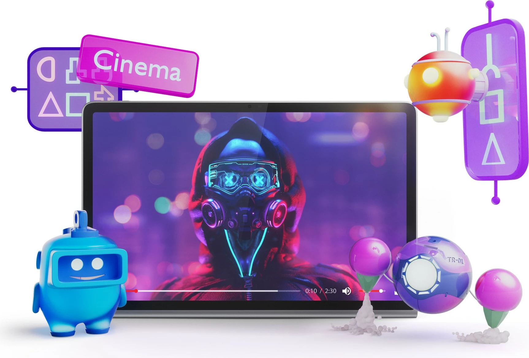 Tablica z velikim zaslonom, 8GB RAM, 128GB, luna grey — Lenovo Tab Plus, z ovitkom