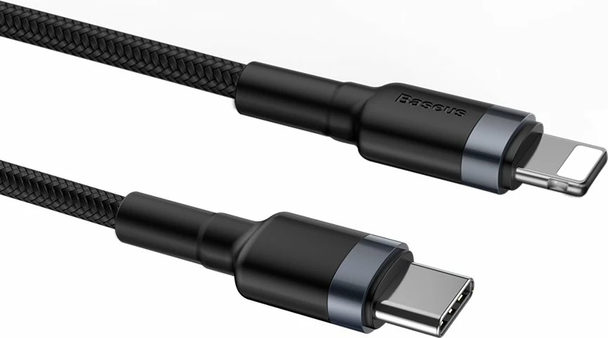 Kabel USB-C na Lightning Baseus Cafule CATLKLF-G1, 1 m, 18 W, črno/siv