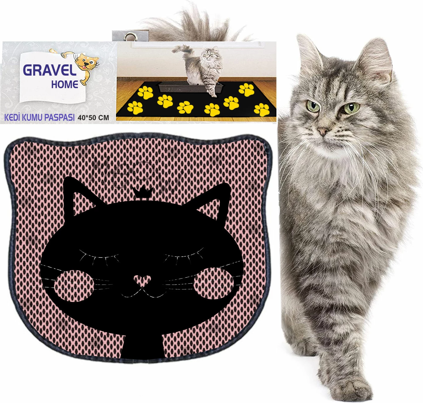 Preproga za mačji pesek, večbarvna, Paws & Whiskers Kdkafa0228, 40x50 cm