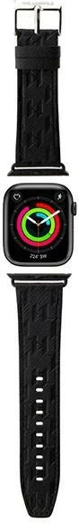 Usnjen pašček Saffiano Monogram za Apple Watch, Karl Lagerfeld, črn, 42/44/45/49 mm